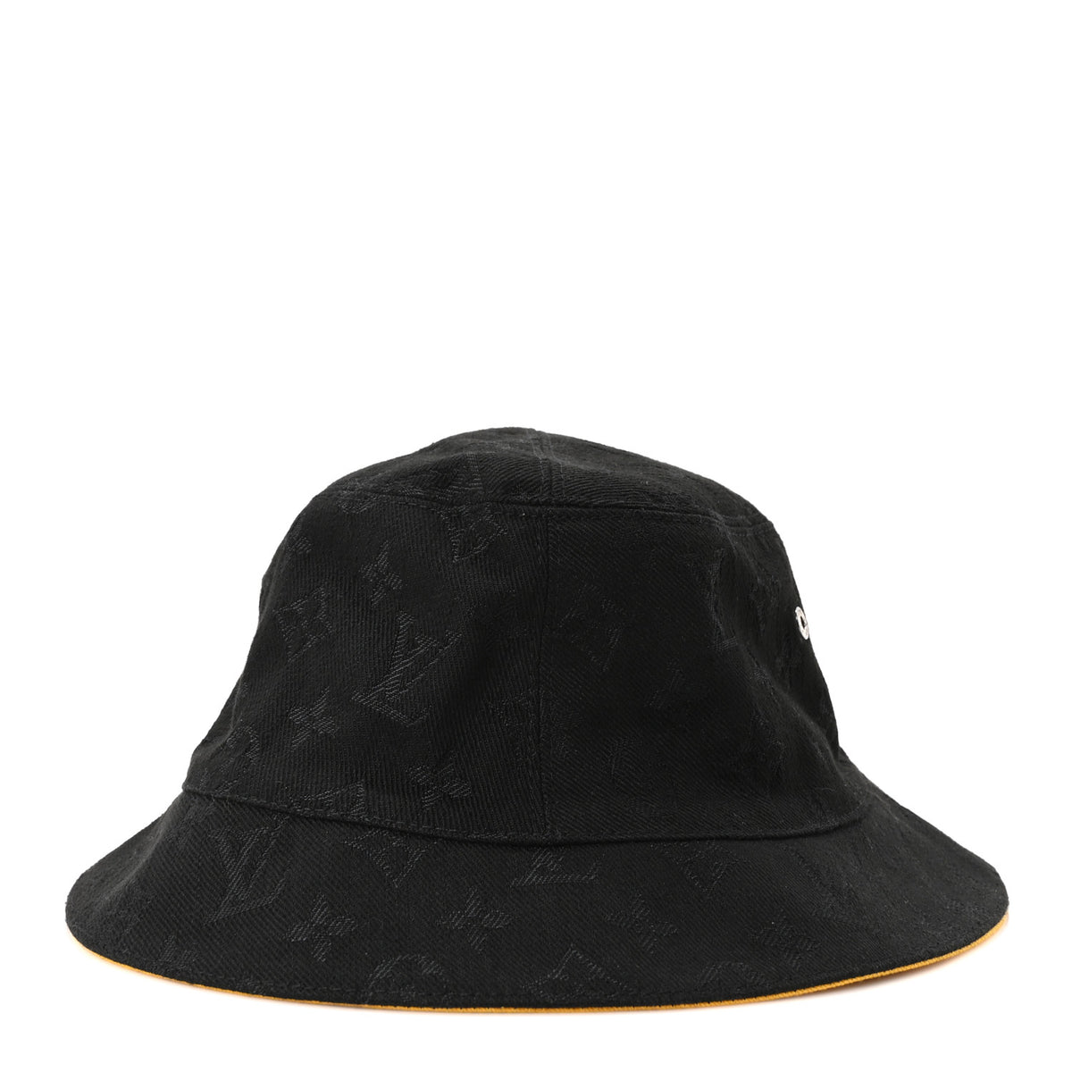 Denim Monogram Reversible LV Bucket Hat 60 Black Yellow