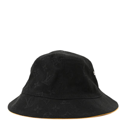 Louis Vuitton Denim Monogram Reversible LV Bucket Hat 60 Black Yellow 1 of 10
