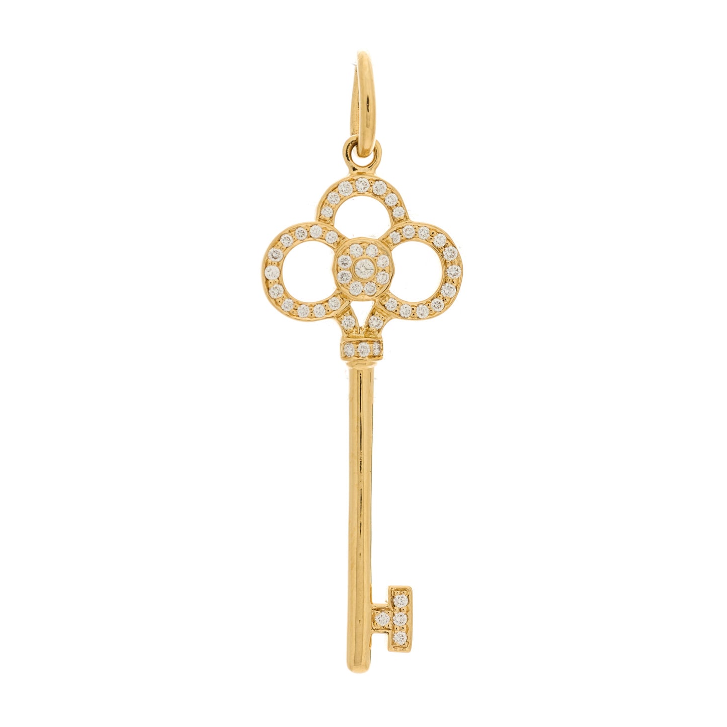18K Yellow Gold Diamond Crown Key Pendant
