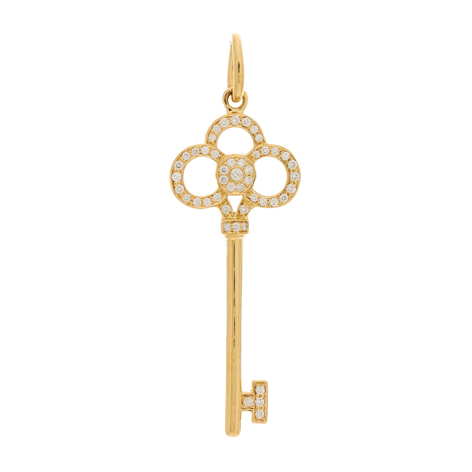 Tiffany 18K Yellow Gold Diamond Crown Key Pendant 1 of 3