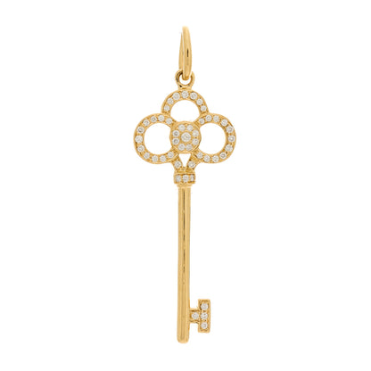 Tiffany 18K Yellow Gold Diamond Crown Key Pendant 1 of 3