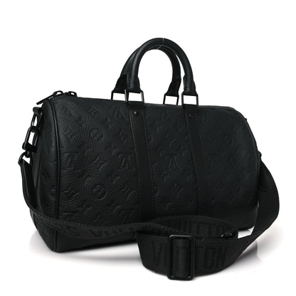 Louis Vuitton Monogram Taurillon Keepall Bandouliere 35 Black 3 of 9
