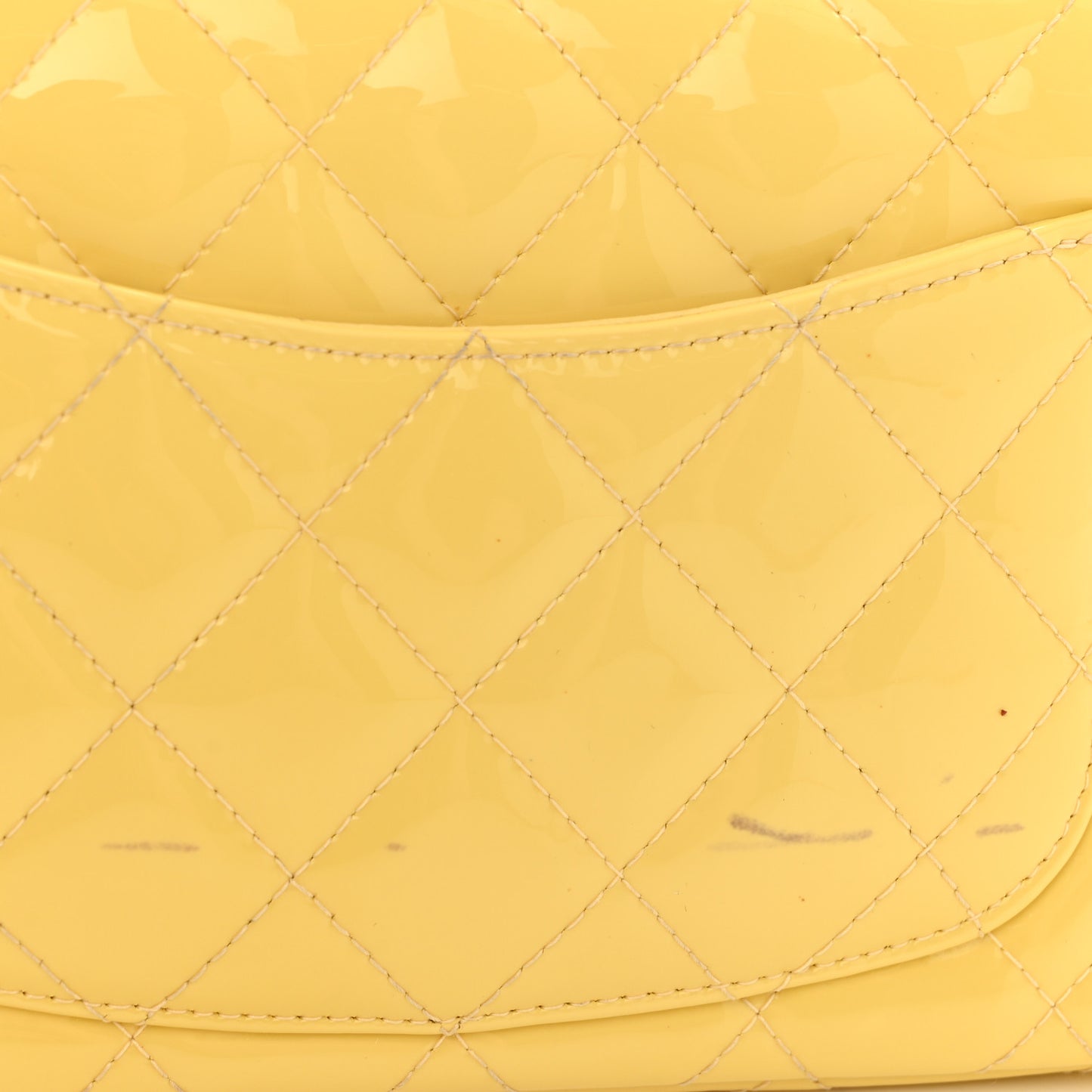 Patent Quilted Mini Rectangular Flap Yellow