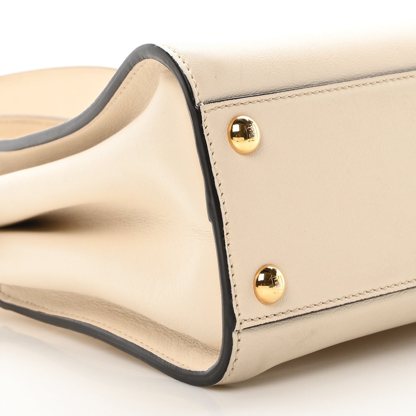 Vitello Seta Suede FF Mini Peekaboo Iconic Satchel Uovo Sigaro Marrone