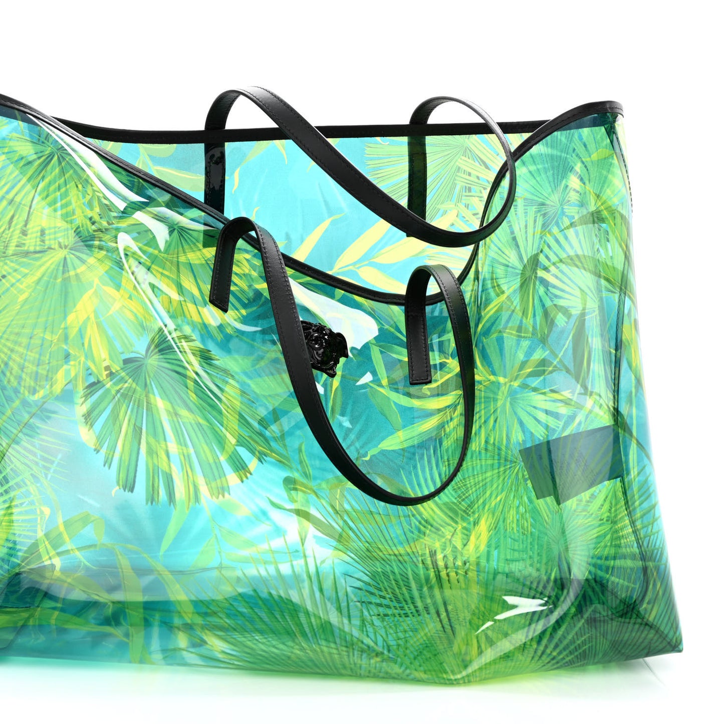 PVC Jungle Printed Tote Green Black Multicolor