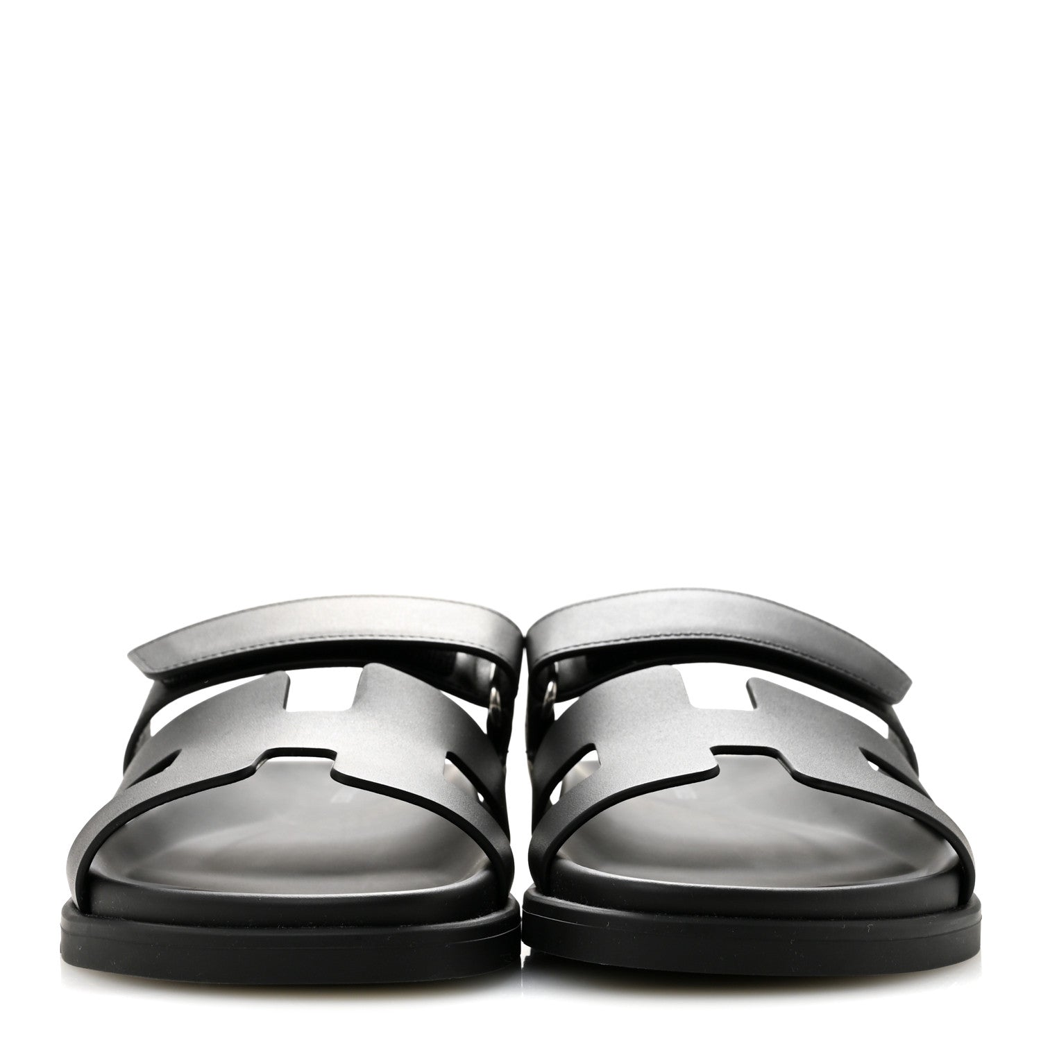 Hermes Calfskin Womens Chypre Sandals 38.5 Black 3 of 10