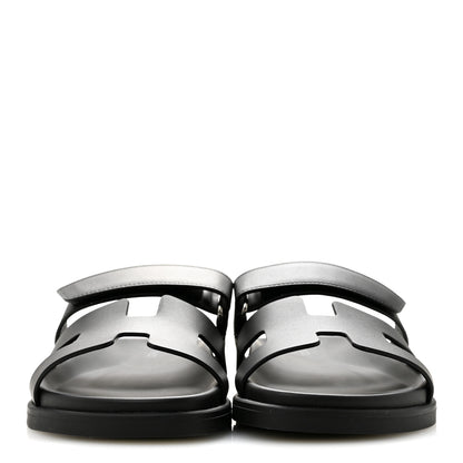 Hermes Calfskin Womens Chypre Sandals 38.5 Black 3 of 10