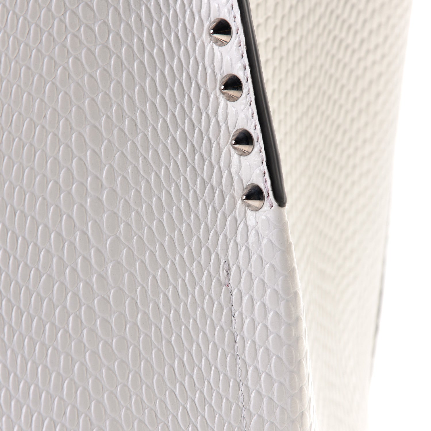 Christian Louboutin Calfskin Jurassic Embossed Spiked Large Cabarock Shopper Tote White 5 of 6