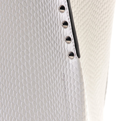 Christian Louboutin Calfskin Jurassic Embossed Spiked Large Cabarock Shopper Tote White 5 of 6