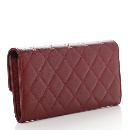Chanel Caviar Quilted Large Gusset Flap Wallet Red 3 of 12