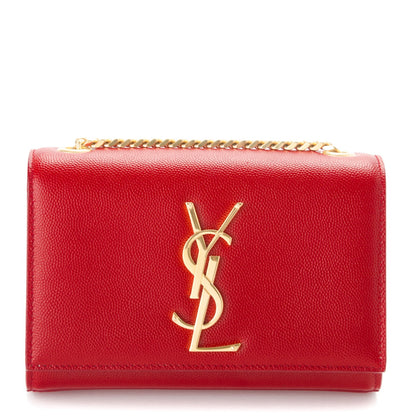 Saint Laurent Grain De Poudre Small Classic Monogram Satchel Vermillion 1 of 7