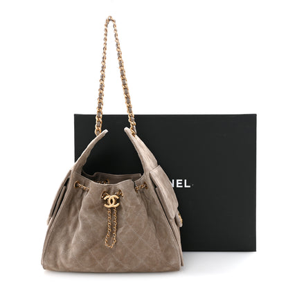 Chanel Suede Quilted Small Chanel 25 Handbag Dark Grey 11 of 11