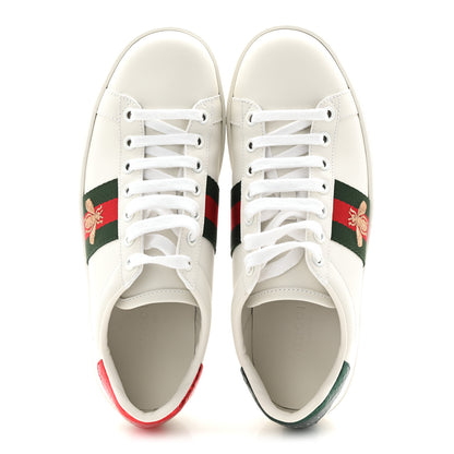 Gucci Calfskin Ayers Bee Embroidered Womens Ace Sneakers 36 White Green 2 of 10