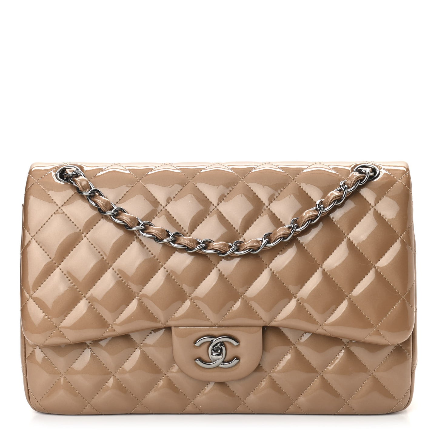 Patent Quilted Jumbo Double Flap Bronze