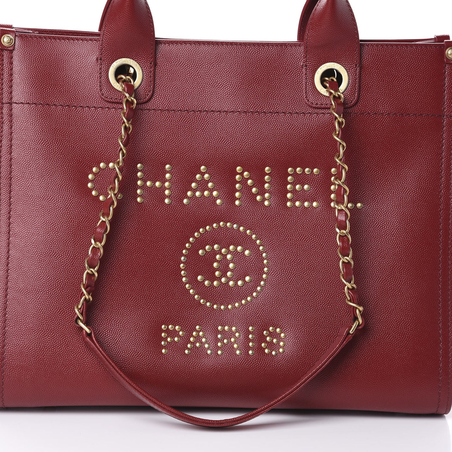 Caviar Small Studded Deauville Tote Red