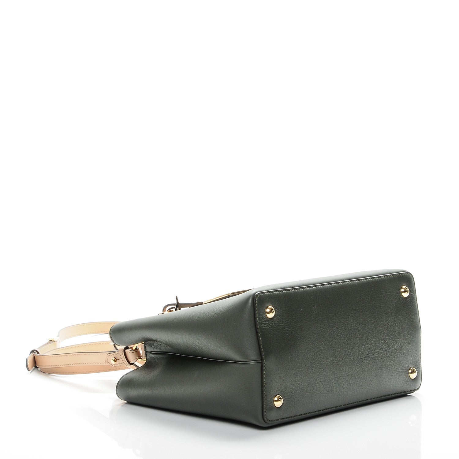 Fendi Vitello Dolce Bi-Color Petite 2Jours Tote Verde Prato Makeup 4 of 7