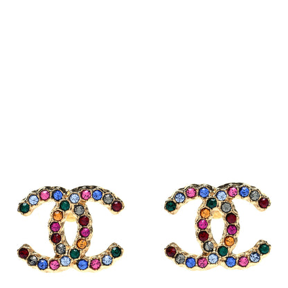 Chanel Crystal Over The Rainbow CC Earrings Gold Multicolor 1 of 4