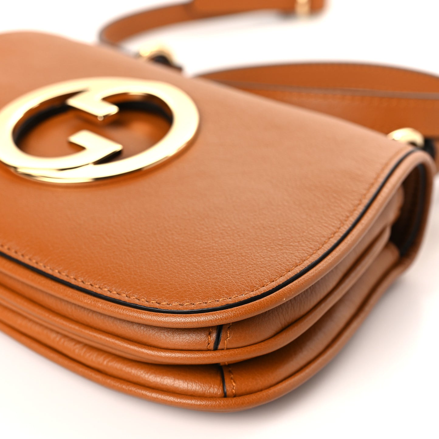 Roxy Calfskin Web Mini Blondie Shoulder Bag Cognac