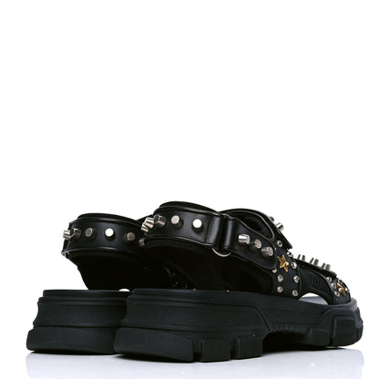 Gucci Nappa Mesh Studded Mens Aguru Sandals 10.5 Black 3 of 4