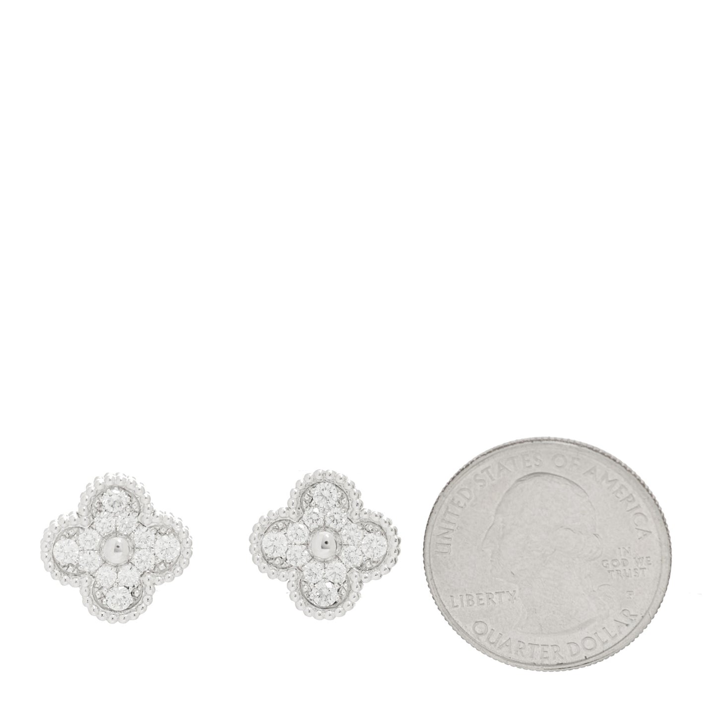 18K White Gold Diamond Vintage Alhambra Earrings