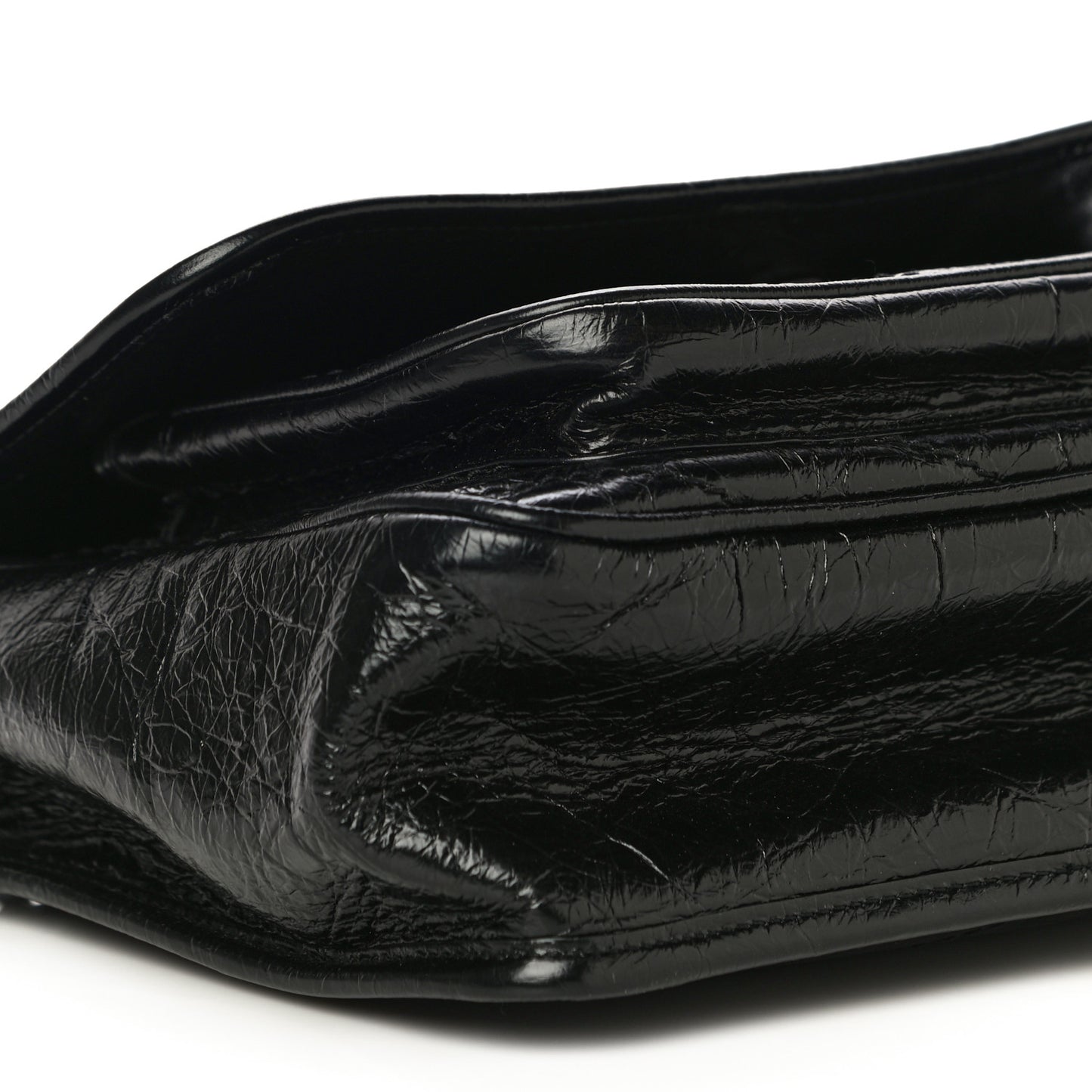 Crinkled Calfskin Matelasse Monogram Medium Niki Chain Satchel Black