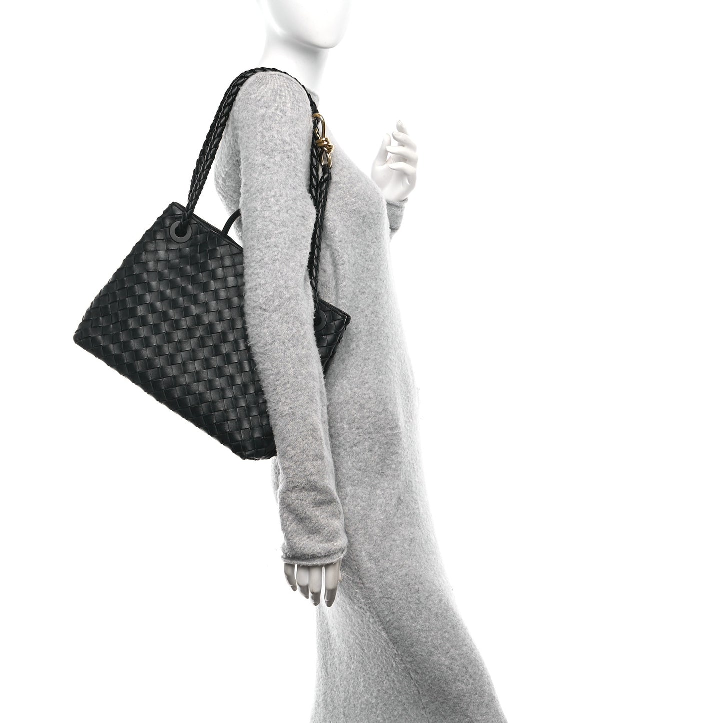 Nappa Intrecciato Medium Andiamo Shoulder Bag Black