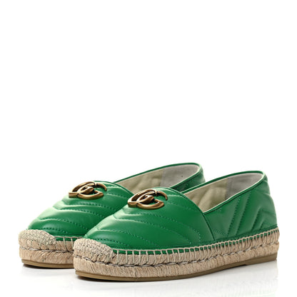 Gucci Nappa Matelasse GG Marmont Espadrilles 37.5 New Shamarock 3 of 8