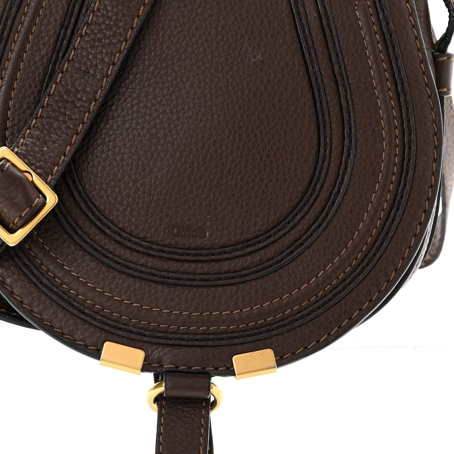 Chloe Calfskin Mini Marcie Round Crossbody Bag Coffee Shot 7 of 12