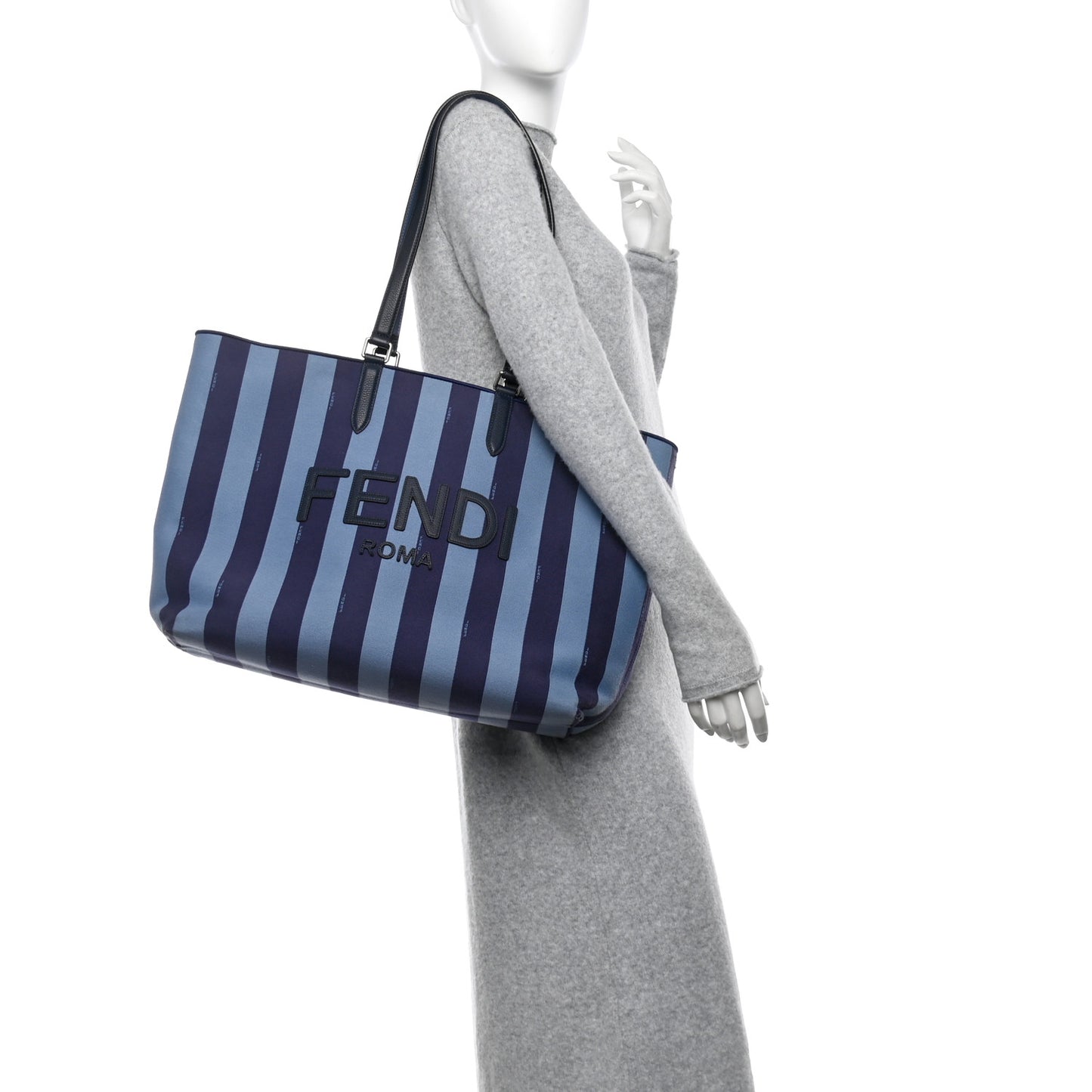 Pequin Vitello Logo Shopper Tote Blue