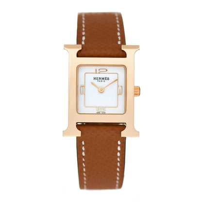 Hermes Stainless Steel Epsom 21mm Heure H Hour Quartz Watch Gold 1 of 5