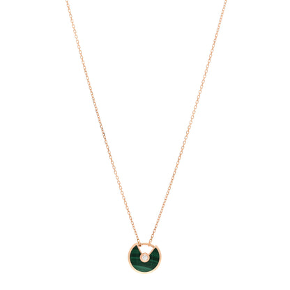 Cartier 18K Pink Gold Diamond Malachite XS Amulette de Cartier Pendant Necklace 1 of 4
