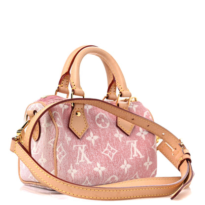 Louis Vuitton Monogram Jacquard Denim Nano Speedy Bandouliere Pink 3 of 11