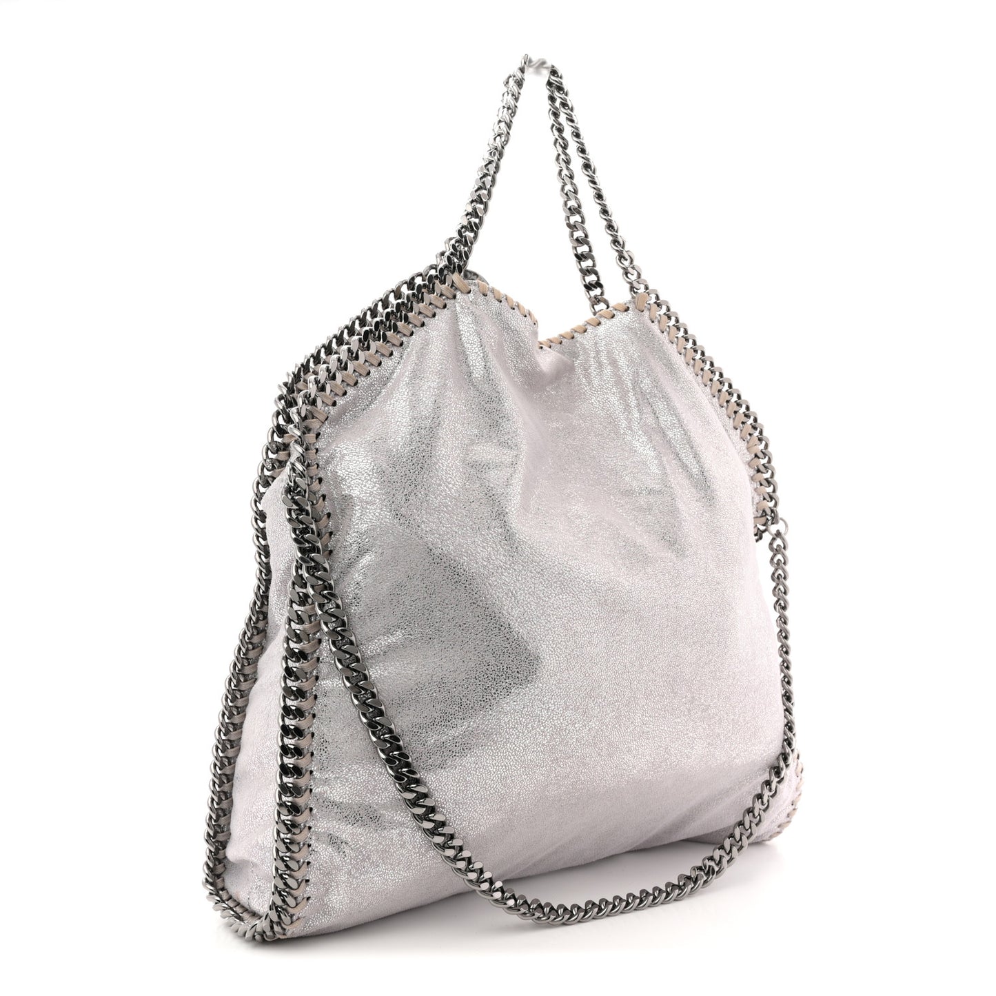 Metallic Shaggy Deer Small Falabella Tote Silver