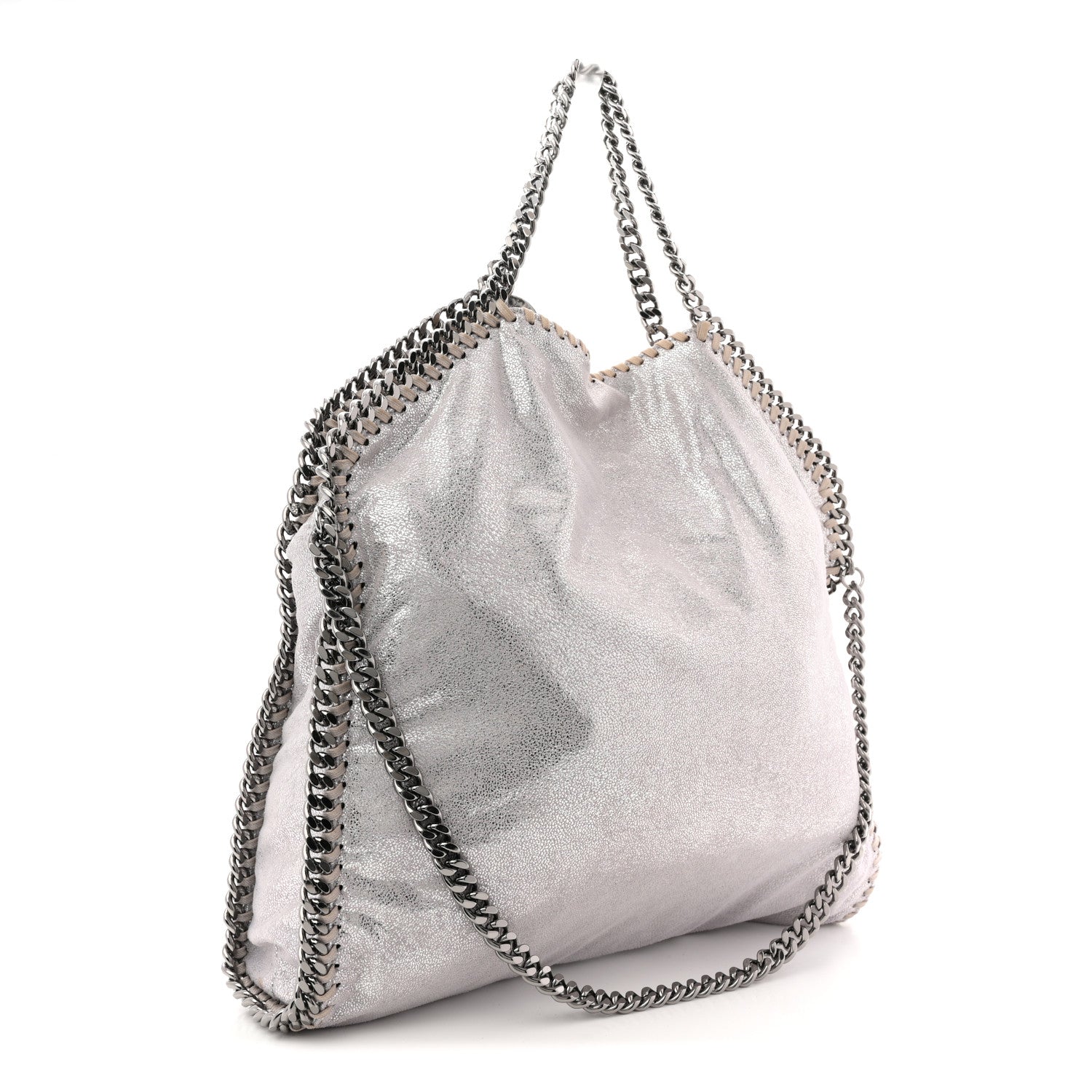 Stella McCartney Metallic Shaggy Deer Small Falabella Tote Silver 2 of 9