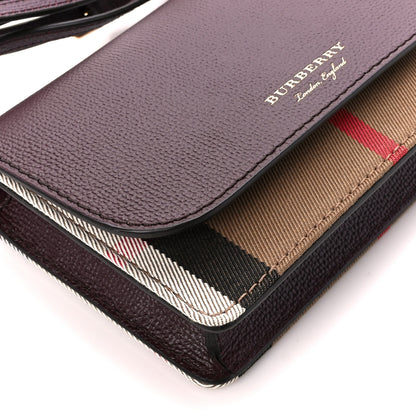 Burberry Grained Calfskin House Check Tartan Mix Hampshire Wallet On Chain Burgundy 8 of 9