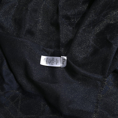 Christian Dior Wool Silk Metallic Cannage Scarf Blue Gold 3 of 3