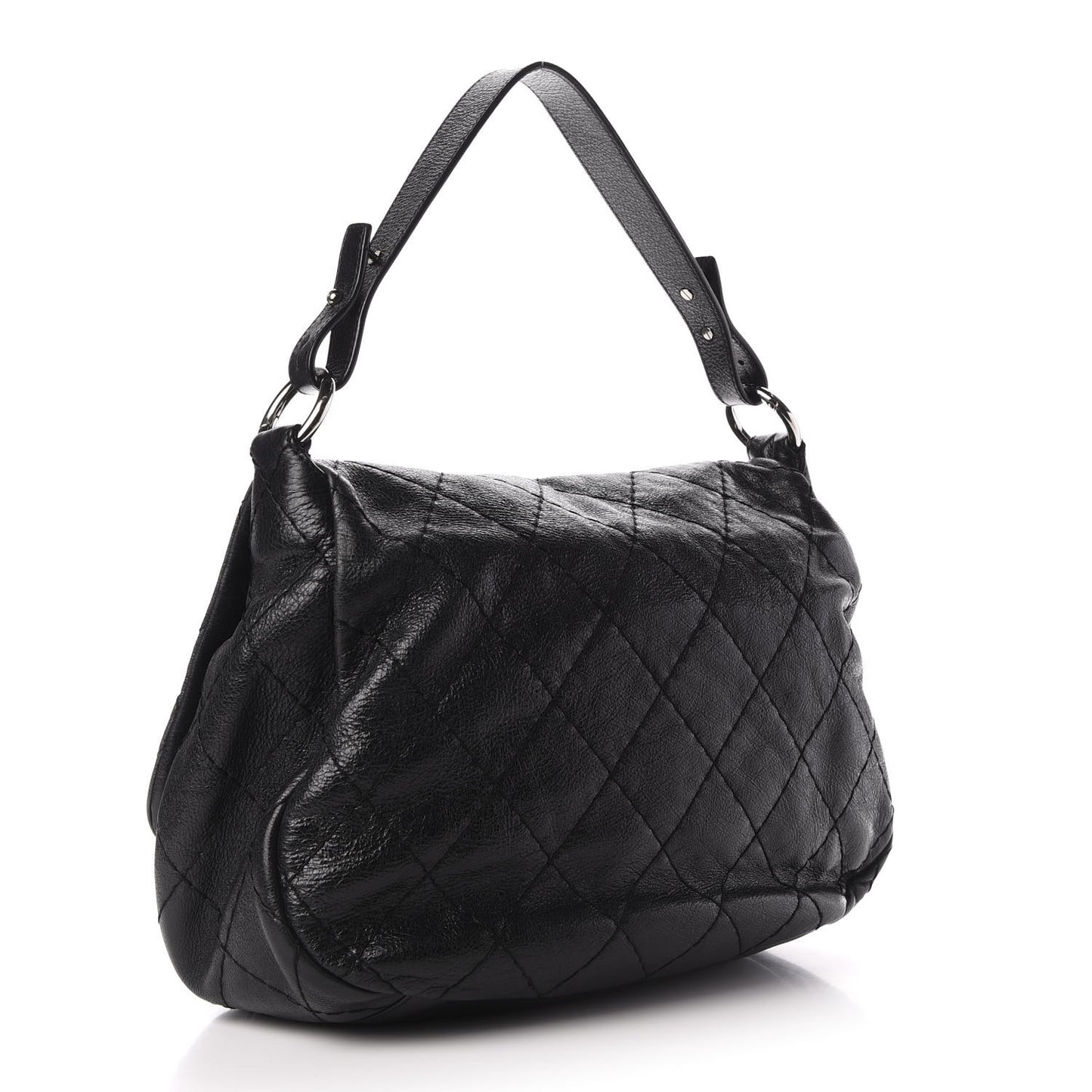 Glazed Calfskin XL On The Road Flap Black