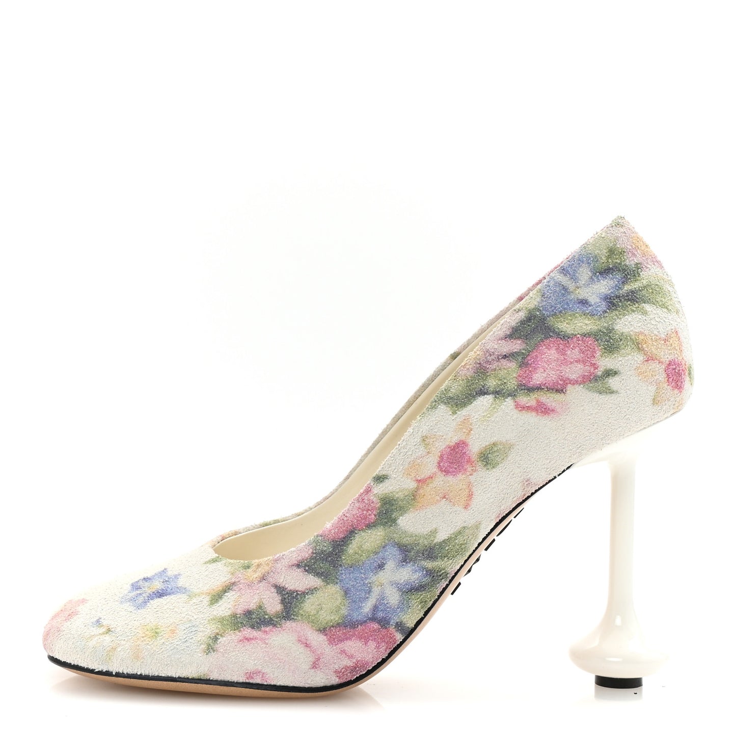 Suede Floral Toy Pumps 90 37 White Pink Multicolor