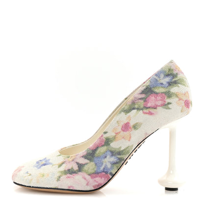 Loewe Suede Floral Toy Pumps 90 37 White Pink Multicolor 1 of 10