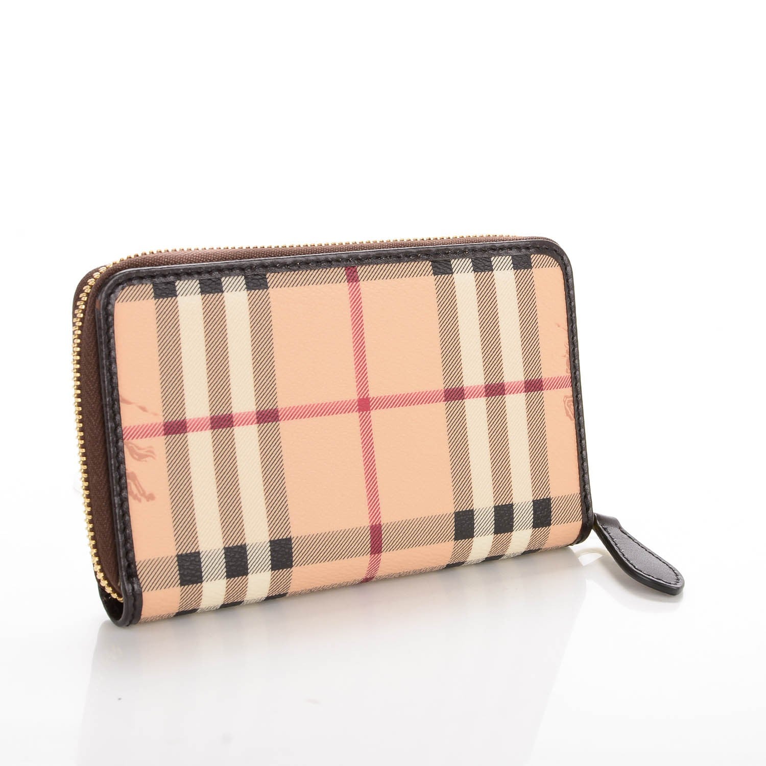 Burberry Haymarket Check Compact Zip Around Wallet Chocolate 3 of 7