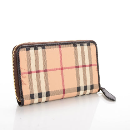 Burberry Haymarket Check Compact Zip Around Wallet Chocolate 3 of 7
