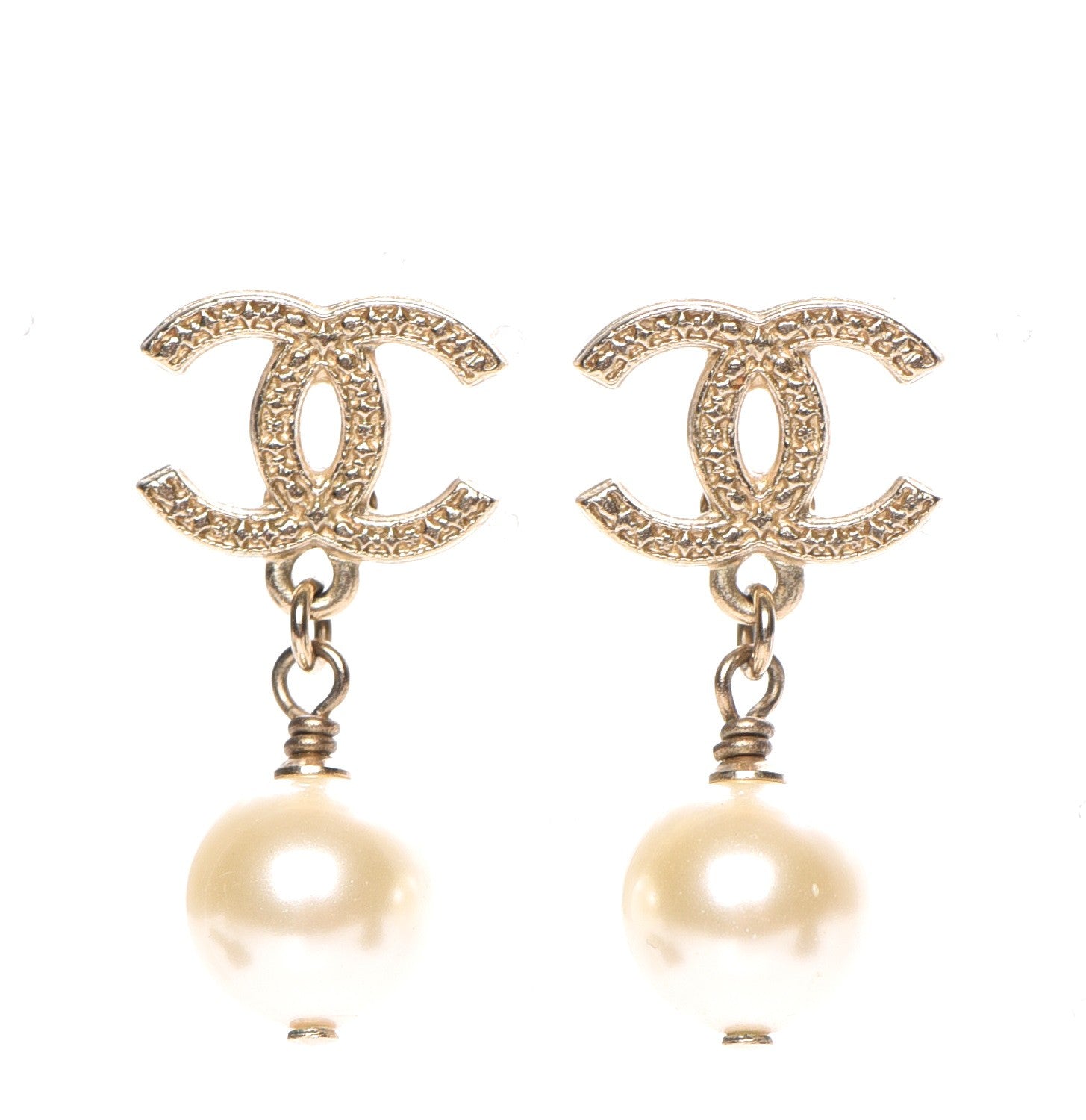 Chanel Pearl CC Drop Earrings Gold 1 of 4