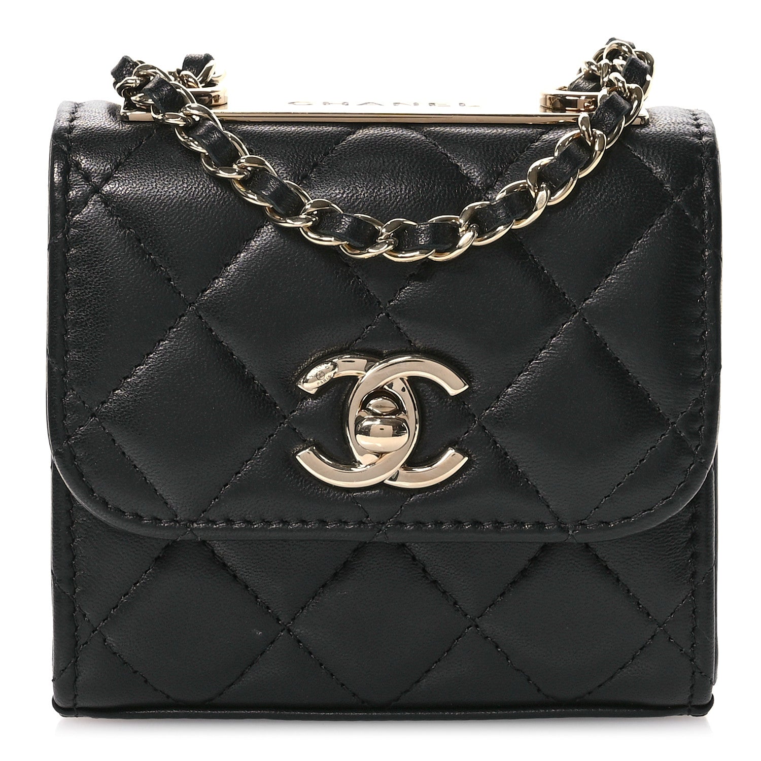 Chanel Lambskin Quilted Mini Trendy CC Clutch With Chain Black 1 of 11