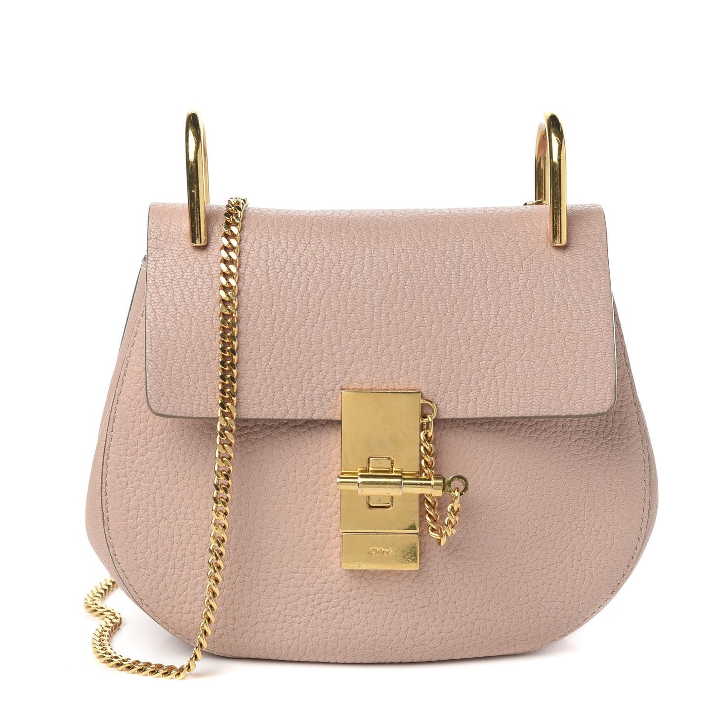 Grained Lambskin Mini Drew Shoulder Bag Cement Pink