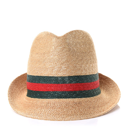 Gucci Abaca Straw Web Fedora Hat L 2 of 8