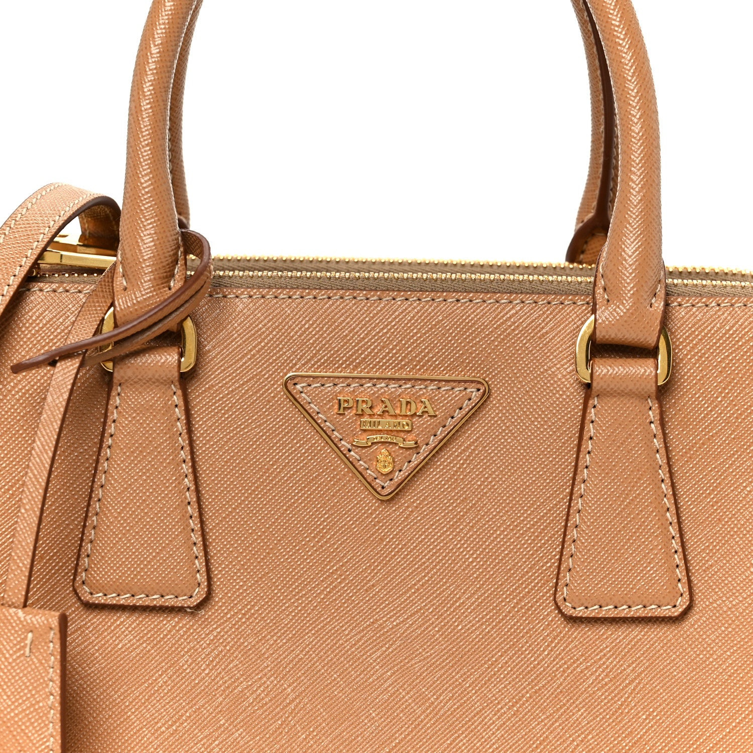 Prada Saffiano Mini Galleria Double Zip Tote Caramel 8 of 10