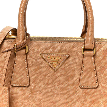 Prada Saffiano Mini Galleria Double Zip Tote Caramel 8 of 10