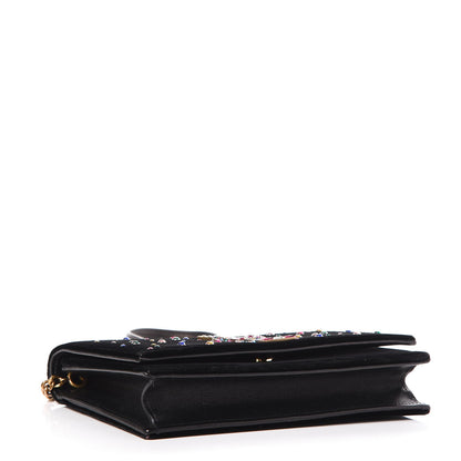 Saint Laurent Velvet Crystal Embellished Monogram Kate Chain Wallet Black 4 of 7
