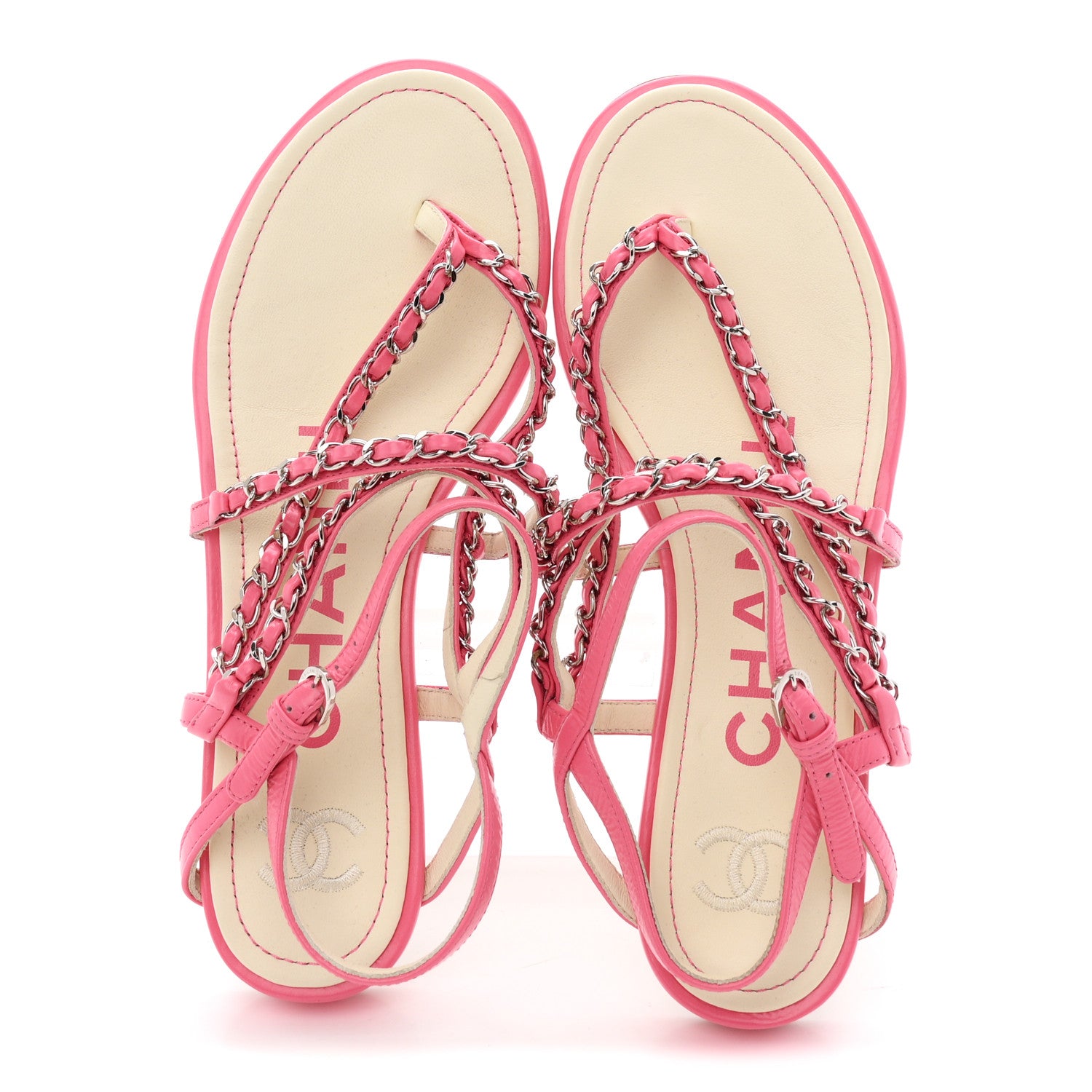 Chanel Calfskin Chain Braided Sandals 39 Pink 2 of 10