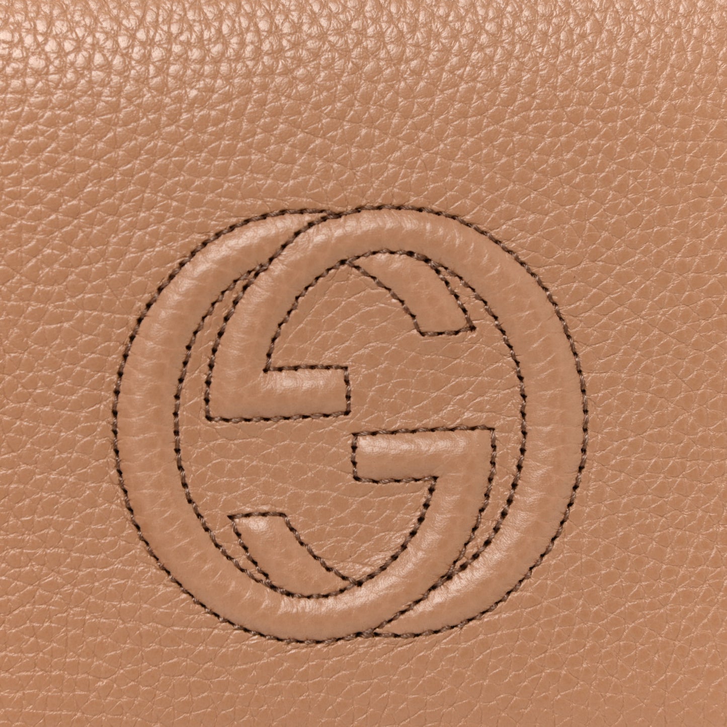 Pebbled Calfskin Soho Wallet on Chain Camelia